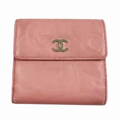 シャネル CHANEL ロゴ カメリア Wホック レザー 二つ折り財布 ピンク ブランド古着ベクトル 中古☆AA★●▲260323