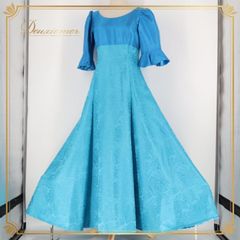 日本製 フラダンス衣装】スカイブルー Paondor ワンピース ドレス 花柄