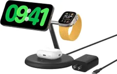 新品 Belkin 3-in-1 ワイヤレス充電スタンド Qi2公式認証/MagSafe対応 iPhone1716～12/スマートフォン(最大15W高速充電) AirPods/ワイヤレス充電対応イヤホン(5W充電) Applewatch対応 9/8/7/Ulのサムネイル