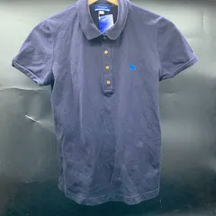 SIZE38バーバリー・ブルーレーベルレディースネイビーポロシャツ BURBERRY BLUE LABELワンポイント刺繍ロゴ