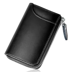 【送料無料】[Crestino] キーケース メンズ 化粧箱付き 多機能 コンパクト スマートキーケース カード入れ付き 紙幣収納 財布一体型 車・免許証に便利 丈夫で壊れにくい ブラック 83b3e7b5