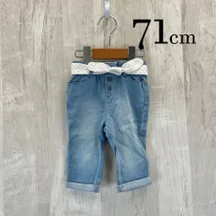 ap10477 OBAiBi オバイビ BABY ベビー パンツ 70 9M 71cm ライトブルー 青 デニム リボン 前ボタン 長ズボン 9ヶ月 OBAÏBIのサムネイル