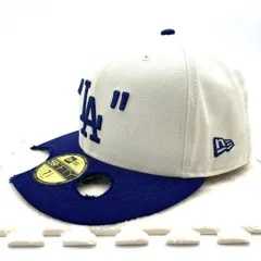 OFF-WHITE オフホワイト × NEW ERA ニューエラ × MLB ドジャース LA ロゴ 刺繍 59FIFTY ベースボールキャップ ダメージ加工 フラットバイザー ホワイト ブルー 大谷翔平 Y2K ストリート ユニセックスのサムネイル
