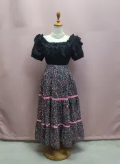 フラワー ピンクライン ロング丈スカート