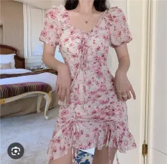 フラワー シャーリング ワンピース