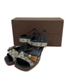 LOUIS VUITTON  ルイ・ヴィトン ストラップ モノグラムサンダル レディース ブラウン グレー 中古
