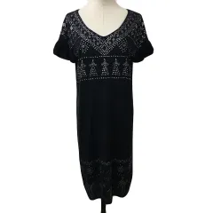 ダイアグラム グレースコンチネンタル Diagram GRACE CONTINENTAL ワンピース Iライン ミニ ニット スタッズ 半袖 36 黒 ブラック