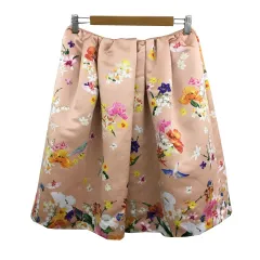 チェスティ Chesty スカート フレア 膝丈 タック プリント 花柄 マルチカラー 1 ピンク 黄 イエロー