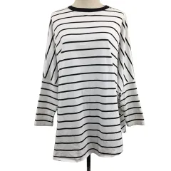 ジャーナルスタンダード JOURNAL STANDARD カットソー Tシャツ プルオーバー ラウンドネック ボーダー オーバーサイズ 長袖 白 黒 ホワイト ブラック