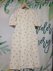 77 ) 水玉模様 ロング丈ワンピース (スリム 88 あり) ドットドレス ビッグサイズ