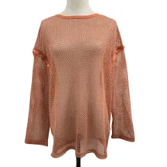 ニコアンド Niko and.. セーター カーディガン カットソー ニット ラウンドネック メッシュ マルチウェイ 長袖 F オレンジ