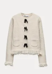 タグ付き) ザラ リボン ニット ジャケット