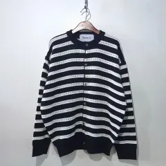 SS新作) ビリー 透かし編み ボーダー柄 カーディガン 3color