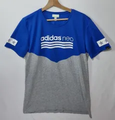 M （ 95 ） adidas(アディダス) neo ブルー+グレー 半袖Tシャツ