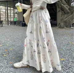 華奢 花柄 ロング丈スカート ロングスカート