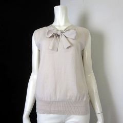 ロペピクニック ROPE Picnic ニット 前後 2WAY ボウタイ付 ノースリーブ プルオーバー M 38 ベージュ