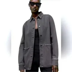 ZARA(ザラ) オーバーサイズ キュービック デニムジャケット- ウーマンフリー