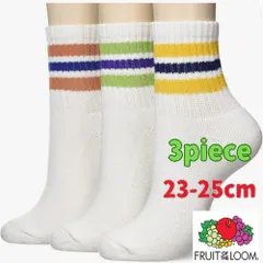 【3足セット】フルーツオブザルーム　クオーター丈 ラインソックス Sサイズ 23-25cm ユニセックス レディース メンズ 靴下
