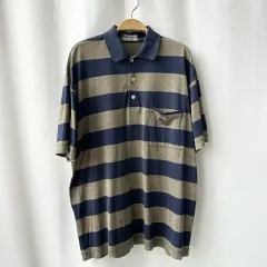 BURBERRY(バーバリー ) ワンポケット ストライプ 半袖 ポロTシャツ L