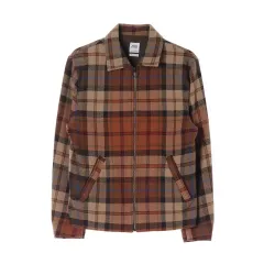 S ZARA(ザラ) キャメル 茶色 チェック ボンバージャケット ジップアップジャケット