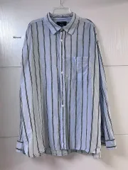 (105) ストライプ ライトブルー メンズ シャツ 二度着用