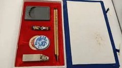 【未使用】中国工芸 ミニ書道セット 習字道具 携帯用 コンパクト 箱入り