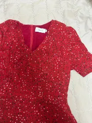 赤 ドット ミニ ワンピース