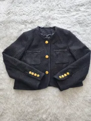 ブラック ツイード ゴールド ボタン ジャケット FREE