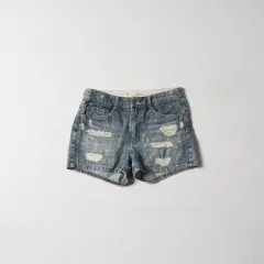 マルチ カラー ジッパー ダメージ ウォッシュ デニム ショート パンツ