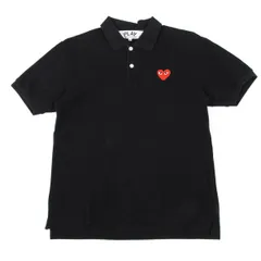 プレイ コムデギャルソンPLAY COMME des GARCONS ハートワッペン鹿の子半袖ポロシャツ 黒Mのサムネイル