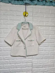 ほぼ新品) 半袖ツイードジャケットレディース M