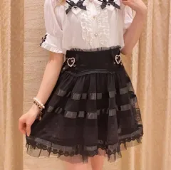 LIZLISA リズリサ ボーダー レース チュール スカート スカパン 量産型 地雷系 ギャル