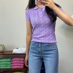 ポロ Ralph Lauren(ラルフローレン) レディース ケーブル カラー 半袖 ニット