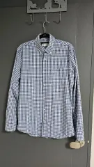 S ギャップ-スリムフィット シャツ チェック柄 (ブルー)