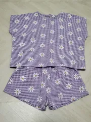 チェック 花柄 半袖 上下セット セットアップ 100