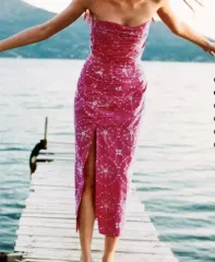 新品 ZARA(ザラ) パンチング 刺繡 スカート ミディ丈