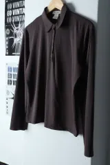 W ( L ) エディー・バウアー カラー 長袖Tシャツ 茶色 限定版- 1375B