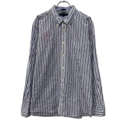 TOMMY HILFIGER 長袖 ストライプシャツ XL ホワイト ネイビー トミーヒルフィガー ボタン ボタンダウン 胸ポケット 春秋物 a803-6280