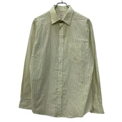 MERONA 長袖 ストライプシャツ M イエロー ホワイト ボタン 胸ポケット ストライプ柄 カジュアル シンプル 春秋物 a803-6292