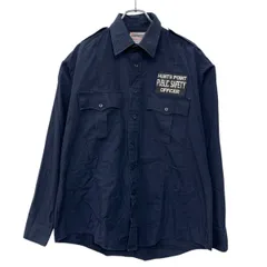 elbeco 長袖 ワークシャツ L ネイビー ボタン 襟芯 エポレット 胸ポケット ワッペン アームロゴ ワンポイント 春秋物 a803-6297