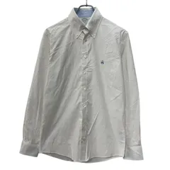 BROOKS BROTHERS 長袖 無地シャツ S ホワイト ブルックスブラザーズ ボタンダウン ワンポイント刺繍 シンプルシャツ 春秋物 a803-6375