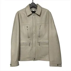 良品 LOEWE ロエベ ディア スキン 鹿革 メンズ ライダース ジャケット アウター トップス アパレル ファッション ベージュ h808のサムネイル