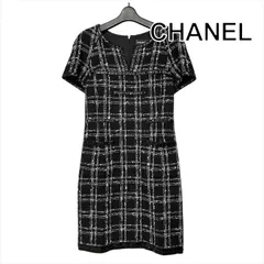 美品 CHANEL シャネル ココマーク ボタン ツイード ワンピース ブラック レディース 38 ブランド ファッション 服 h812