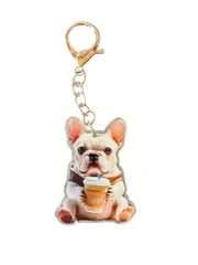 [Rainbow Nexus] 犬 キーホルダー アクリル フレンチブルドッグ バッグチャーム 両面プリント 可愛い 犬グッズ  DOG (フレンチブルドッg)