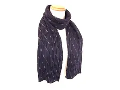 ■美品■ GIORGIO ARMANI ジョルジオアルマーニ シルク60%×ウール40% マフラー ストール ネイビー系×グレー系 DM2688