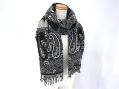 TOPKAPI トプカピ ウール100％ 刺繍 ビーズ ペイズリー柄 フリンジ マフラー ストール ショール レディース ダークグリーン系 DM3307のサムネイル