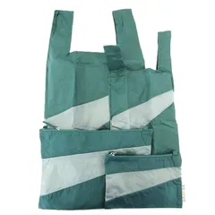 美品 SUSAN BIJL スーザンベル ポーチ/エコバッグ The New PouchS/M ・The New Shopping Bag S/M 4点セット グリーン/グレー   40010275