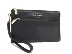■美品■ kate spade ケイトスペード D411 レザー クラッチバッグ ポーチ マルチケース ブラック系 DM4176