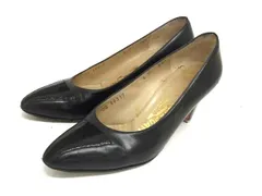 Salvatore Ferragamo フェラガモ レザー ヒール パンプス 表記サイズ 6 (約23.5cm) 靴 シューズ レディース ブラック系 DM5298