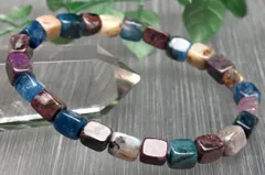 【１点物】厳選◇希少カラー入り！ スギライト(杉石)　7-8x5-6mm　チューブカット ブレスレット パワーストーン 天然石 _U9674